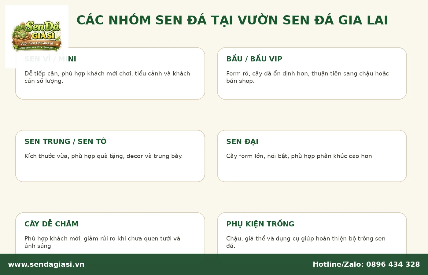 Các nhóm sen đá tại Vườn Sen Đá Gia Lai