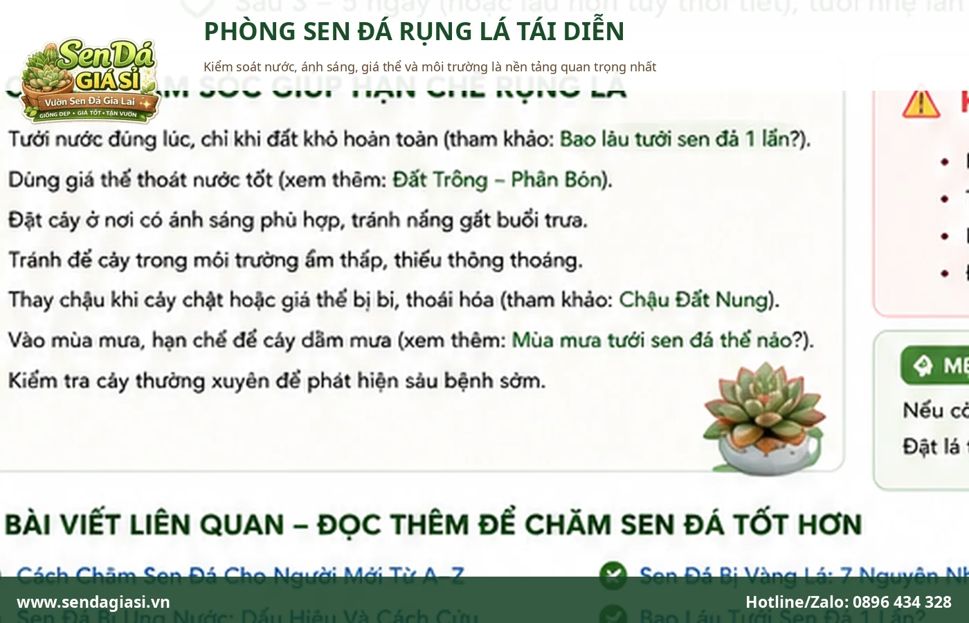Cách phòng sen đá bị rụng lá bằng tưới nước và chăm sóc đúng