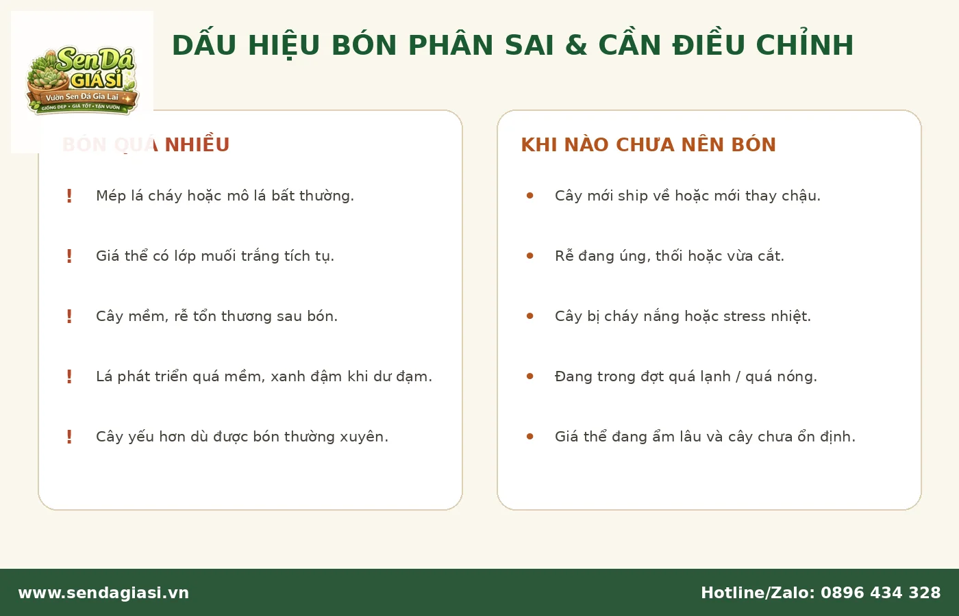 Dấu hiệu bón phân sai cho sen đá và trường hợp chưa nên bón