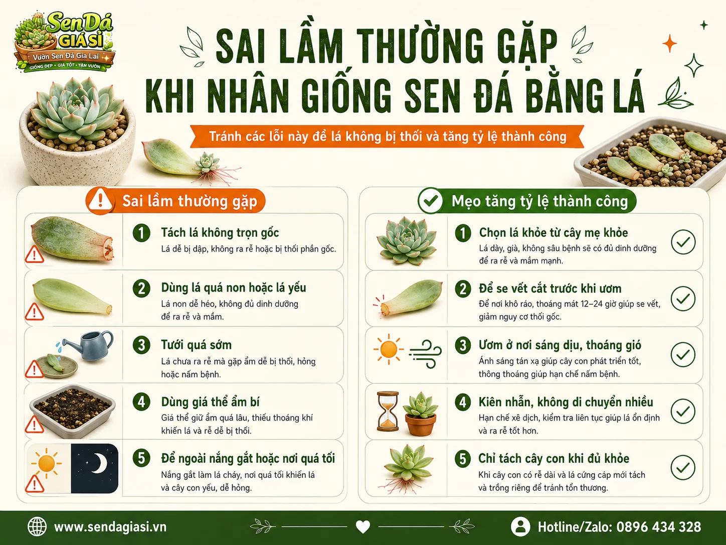 Sai lầm thường gặp khi nhân giống sen đá bằng lá